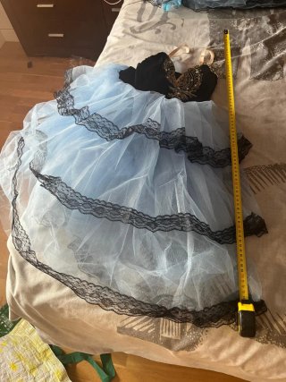Vestido de ballet tul azul y negro 140 cm.