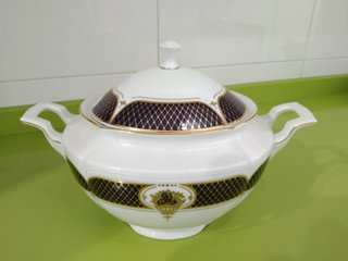 Vajilla Vintage Porcelana Azul cobalto y Blanco