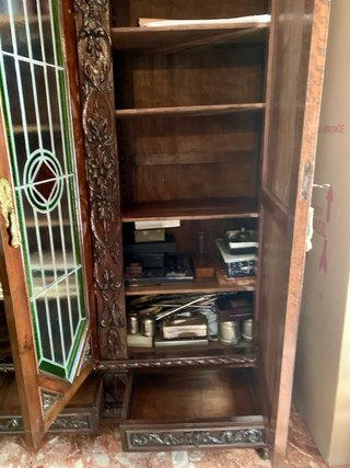 Librería antigua caoba tallada siglo XIX