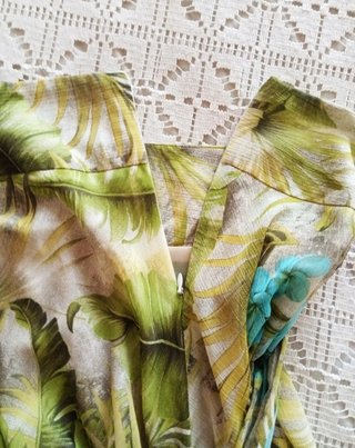 Falda Zara Gasa Estampada Verde Talla S