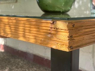 Mesa de comedor cristal y madera