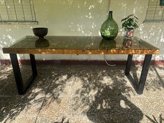 Mesa de comedor cristal y madera