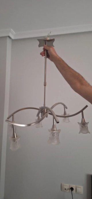 Lámpara colgante metal y cristal