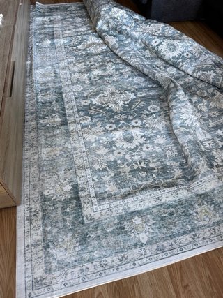 Alfombra azul y gris nueva