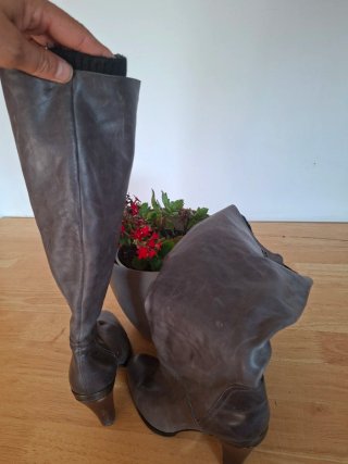 Botas altas piel gris Tommy Hilfiger
