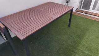 Mesa de jardín madera y metal