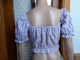 Crop top cuadros vichy lila t 40/42