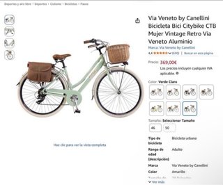 Bicicleta Vintage Mint con Cesta y Alforjas