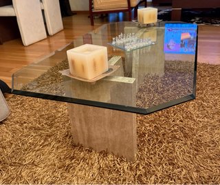 Mesa de centro cristal y marmol