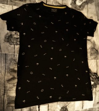 Camiseta estampada skate y palmeras