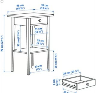 Mesita de noche Ikea Hemnes blanca