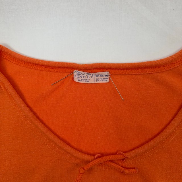 Linnet Vintage Orange Scoop Neck Short Sleeve Top