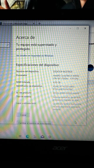 Portátil Acer Negro SSD 480GB