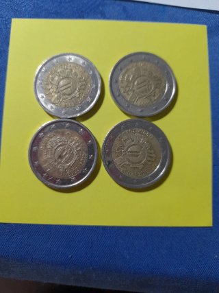 Monedas Conmemorativas 4 uds: Chipre, Italia, Espa