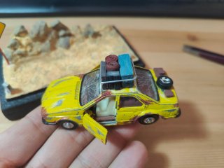 Maqueta coche antiguo con diorama