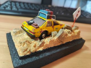 Maqueta coche antiguo con diorama