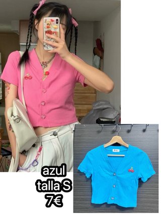 Top corto azul talla S