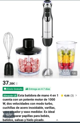 Batidora eléctrica con accesorios