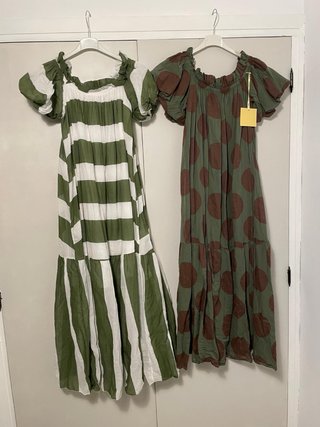 Lote 2 Vestidos Largos Verdes y Blancos