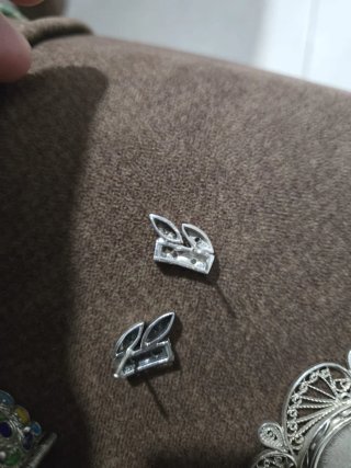 Pendientes plata diseño hoja y rosas de diamantes