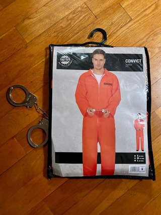 Disfraz Convicto Naranja Talla M Incluye esposas p