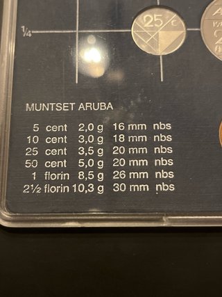 Aruba 1986 serie 6 monedas sin circular
