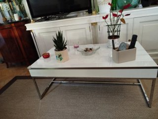 Mesa de salón cristal y metal
