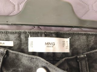 Pantalón vaquero ancho mujer negro
