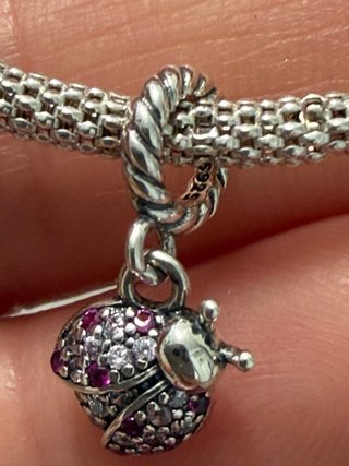 Charm Mariquita Circonitas Rosa plata S925