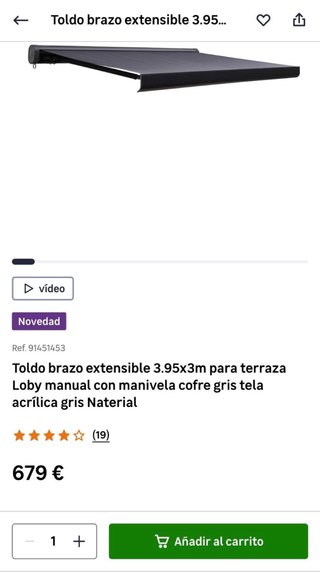 Toldo eléctrico gris antracita