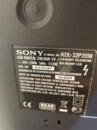Televisión Sony Bravia 32 pulgadas del 2009