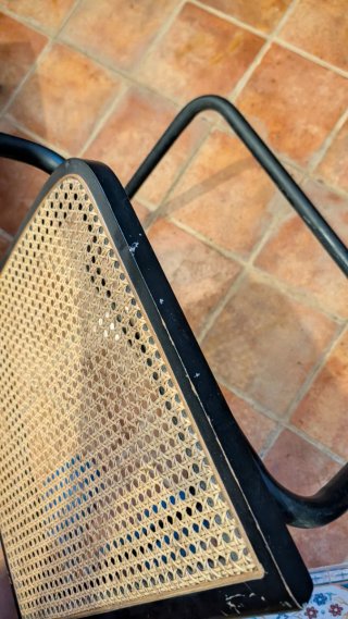 Silla Cesca Metal y Rattan Negra