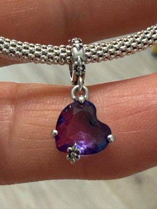 Colgante Corazón Morado y Rosa plata S925