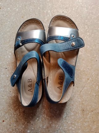 Sandalias A&B Azul y Plateado