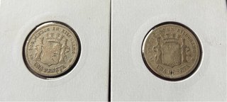 5 Monedas Plata España Pesetas y 1 Real