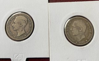 5 Monedas Plata España Pesetas y 1 Real