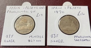 5 Monedas Plata España Pesetas y 1 Real