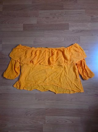 Blusa gasa fina naranja manga 3/4 Talla L XL
