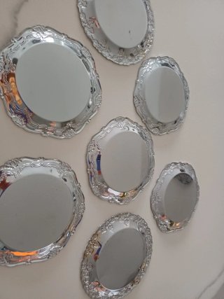 Set 7 posavasos/minibandejas vintage plateadas