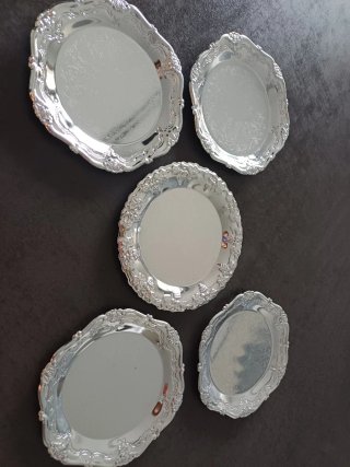 Set 7 posavasos/minibandejas vintage plateadas