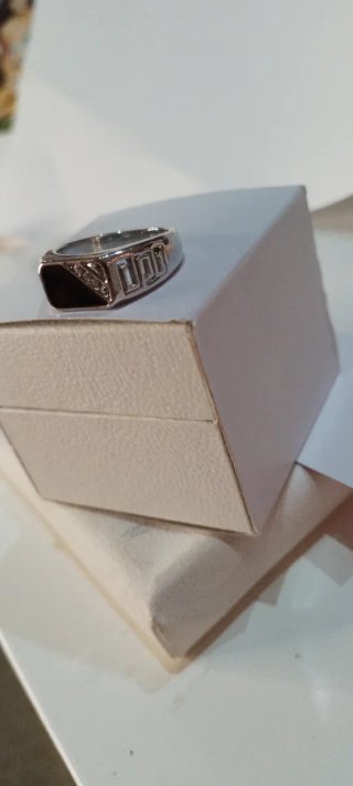 Anillo Plata Negro Diseño Geométrico