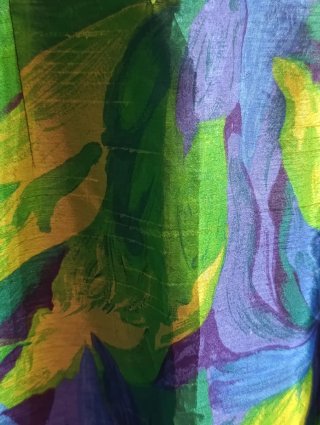 Vestido satinado azul y verde