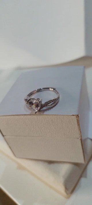 Anillo Corazón Rosa Plata Ajustable