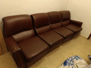 Sofá modular piel sintética burdeos