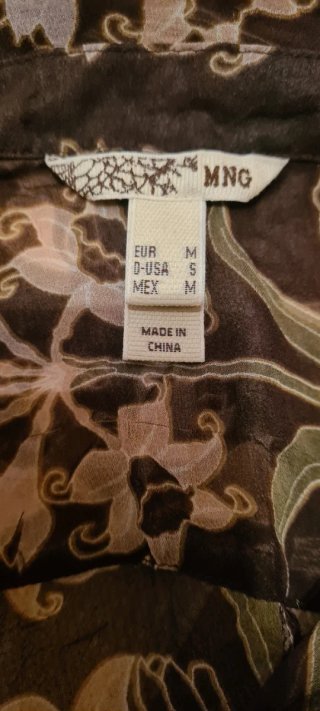 Blusa túnica MNG Mango 100% seda floral talla M