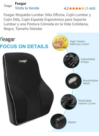 Cojín Lumbar Silla Oficina y Coche Feagar