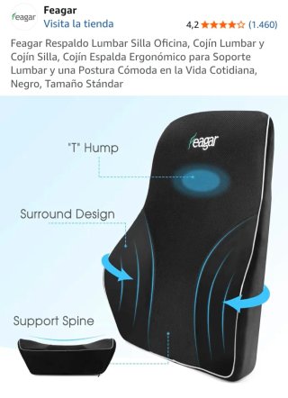 Cojín Lumbar Silla Oficina y Coche Feagar
