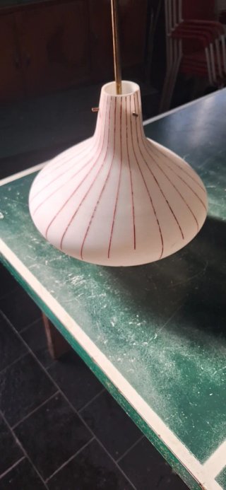 Lampadario vintage anni 70 vetro opalino