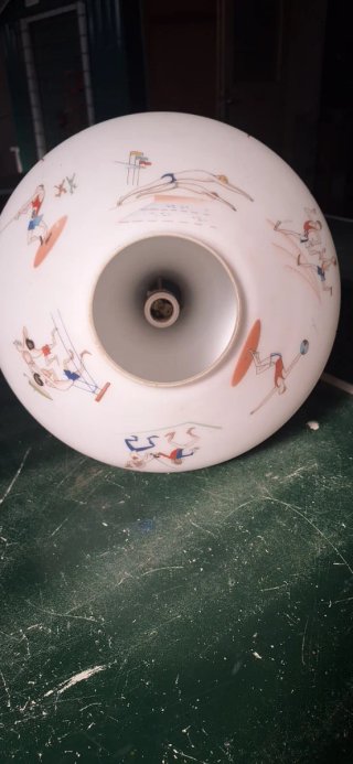 Lampadario vintage anni 70 vetro opalino