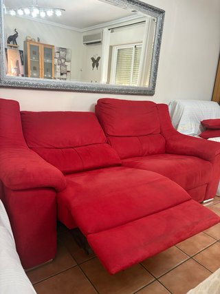 Conjunto 2 Sofás Automáticos Suede Rojo